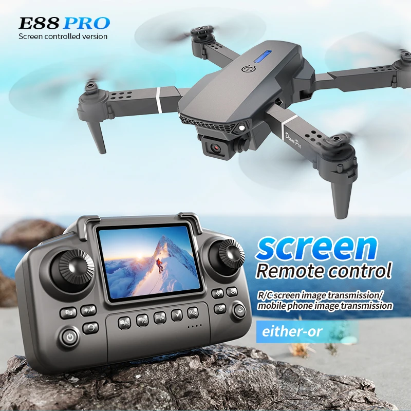 Drone Camera Wide Angle - Profesyonel E88 PRO Drone ekranlı 8K