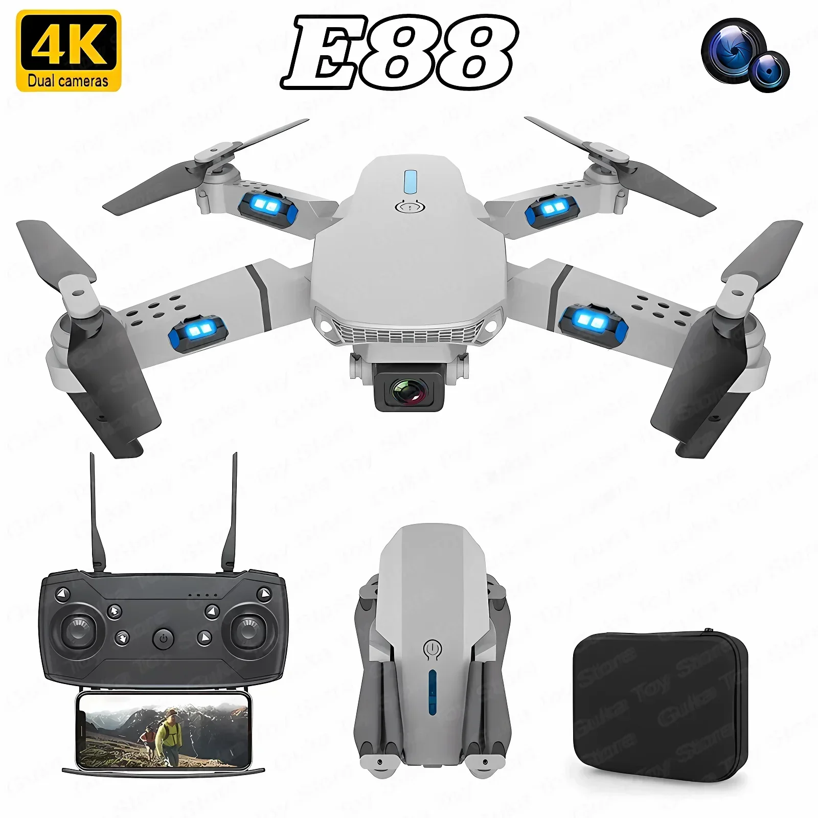 Drone Camera 4K - E88 Pro WIFI FPV Drone Geniş